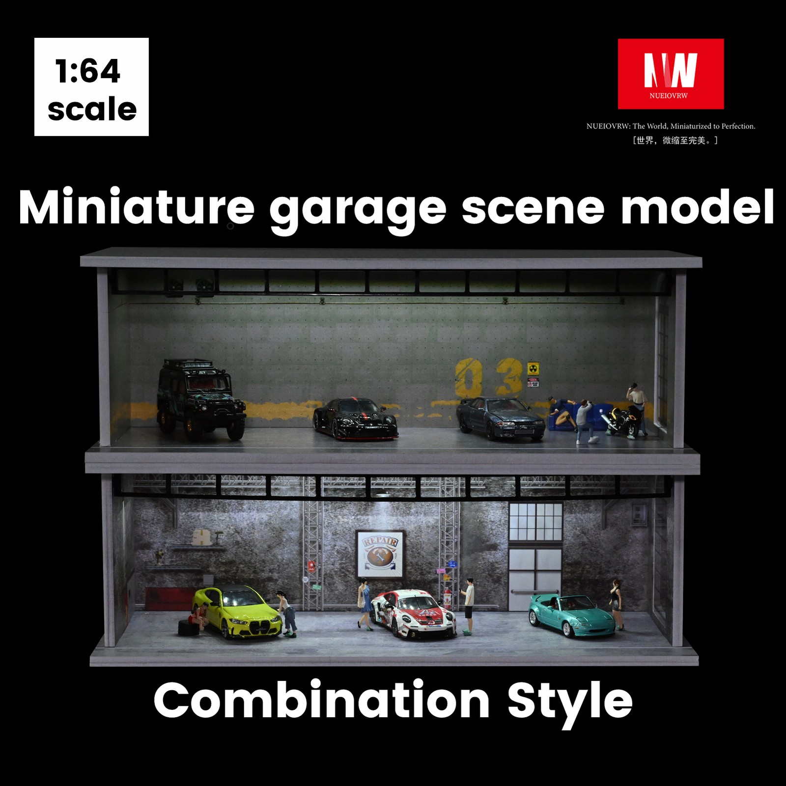 Model Kit Display Case - Diorama 1:64 modelo de garaje de