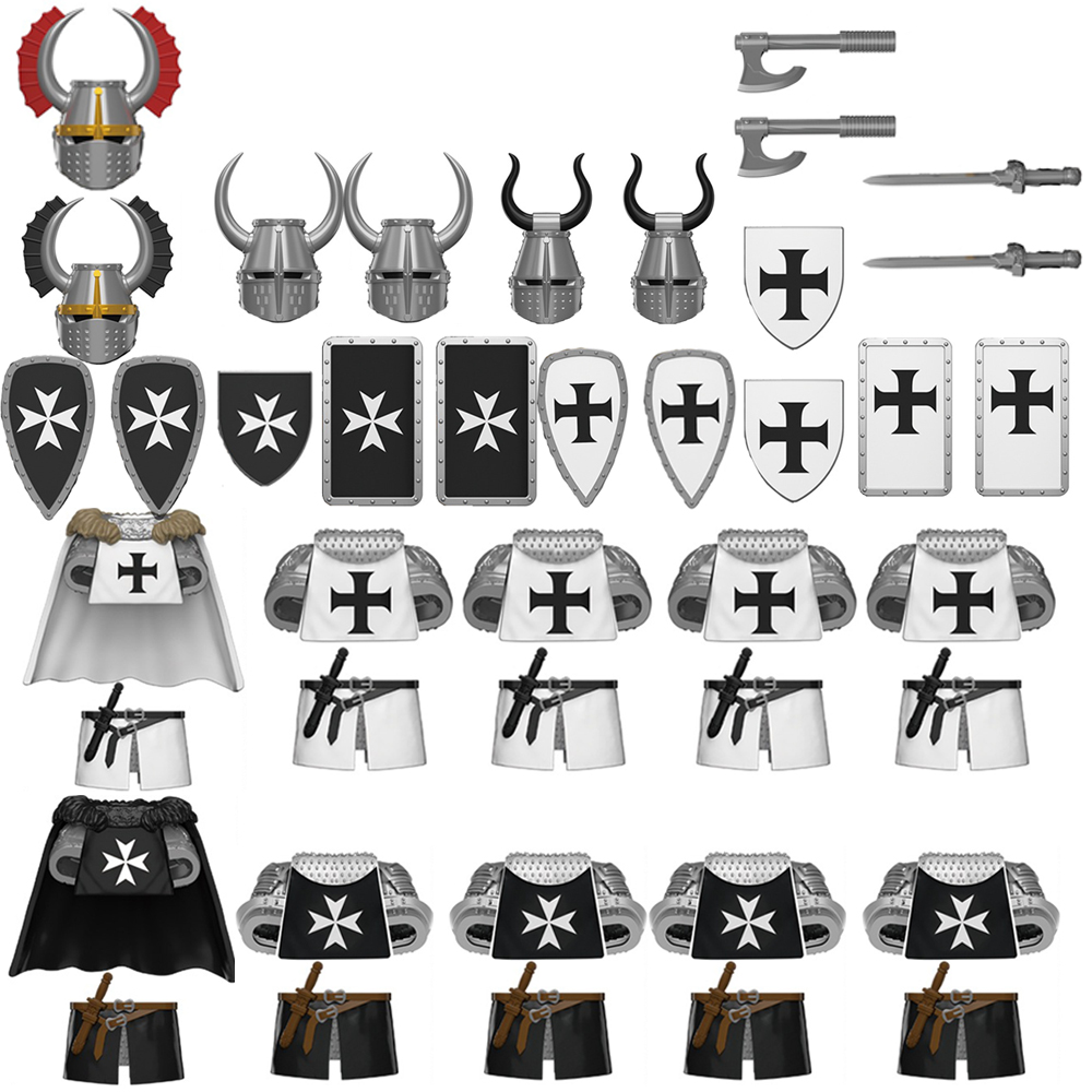 Model Kit Knight - MOC-caballero de guerra militar Medieval, escudo